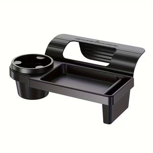 Car armrest with built-in mobile phone and cup holder, designed for convenient in-car storage and easy access.