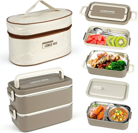 Insulated lunch box set with carry bag from My Store, featuring multiple containers for food storage and portability.