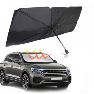 Portable Denx Car Umbrella by My Store, showing the compact umbrella covering a car for protection from weather elements.