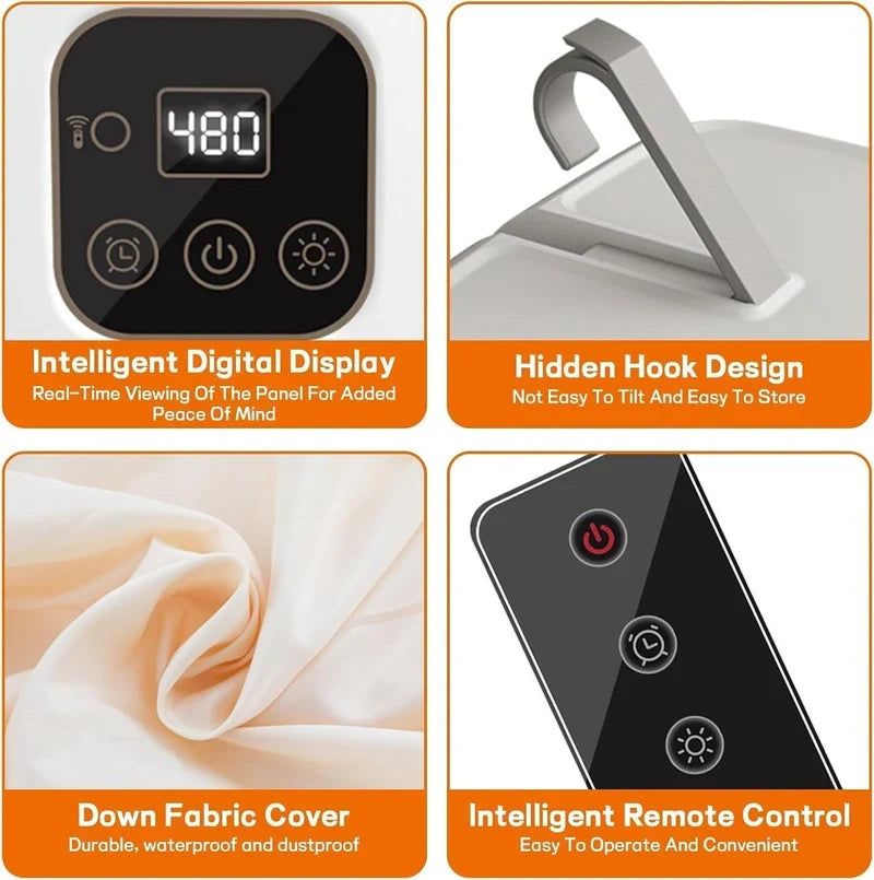 Desert Hubs electric clothes dryer with a compact design, featuring a door and control panel for efficient laundry drying.
