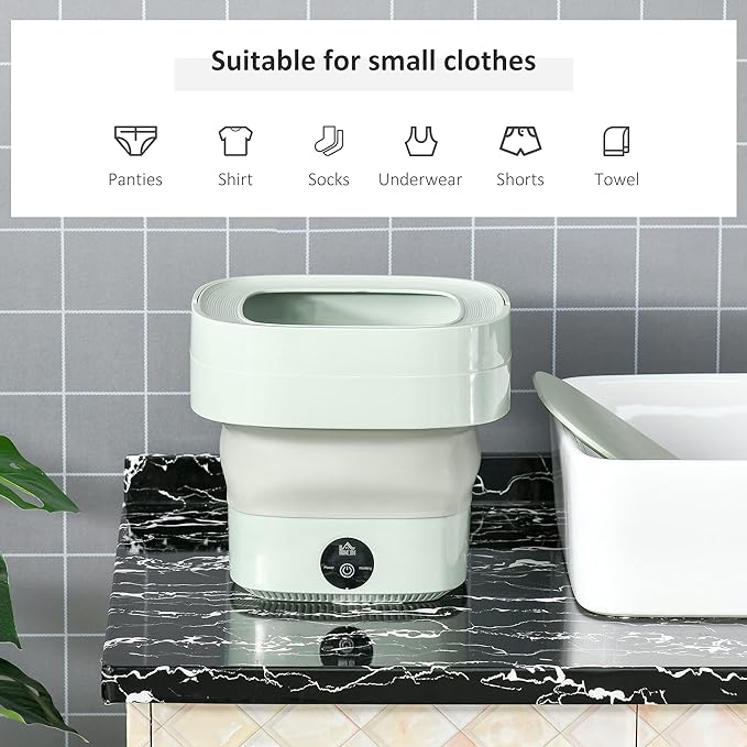 Compact Bloom Mart foldable mini laundry machine with foldable design, suitable for small spaces and easy storage.