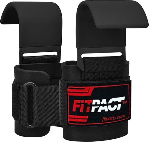 LORDEX Fitness Lifting Hook Straps for weightlifting and strength training, shown in black with padded grips.